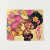 Tenture African American Mom & Daughter Joyeuse fête des m (Devant (Horizontal))