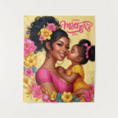 Tenture African American Mom & Daughter Joyeuse fête des m (Devant)