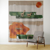 Tenture African Animals Red Collage (En situation)