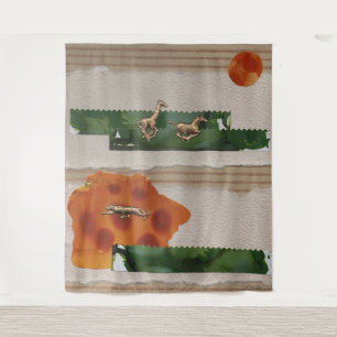 Tenture African Animals Red Collage