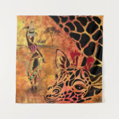 Tenture African Girl and Giraffe - Friends - Art Drawing - (Devant)