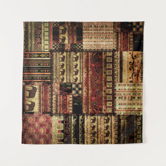 Tenture African Patchwork : Grunge Print Arrière - plan (Devant (Horizontal))