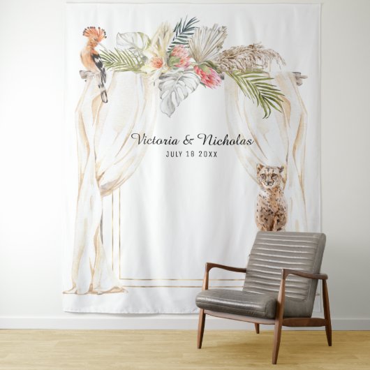Tenture Afrique Safari Mariage Photo Booth Backdrop (En situation)