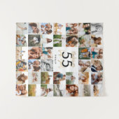 Tenture âge modifiable chic anniversaire multi photo scrip (Devant (Horizontal))