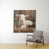 Tenture Agneau de Noël mignon peinture rustique (En situation)