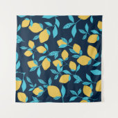 Tenture Agrumes simples : citrons sur le bleu. (Devant (Horizontal))