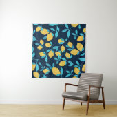 Tenture Agrumes simples : citrons sur le bleu. (En situation (horizontale))