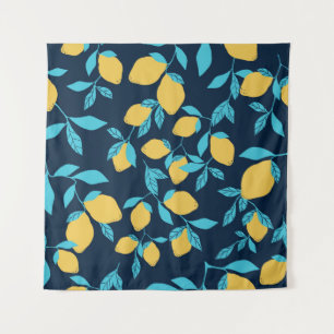Tenture Agrumes simples : citrons sur le bleu.