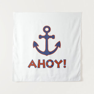 Tenture AHOY ! Bouée + Design Ancre Rouge+Bleu