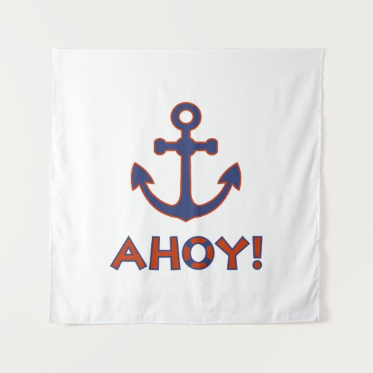 Tenture AHOY ! Bouée + Design Ancre Rouge+Bleu (Devant)