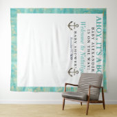 Tenture Ahoy C'est un garçon Baby shower Bleu Océan Nautiq (En situation (horizontale))