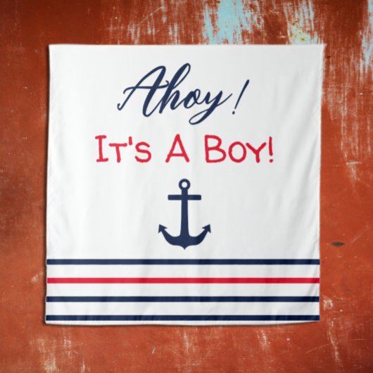 Tenture Ahoy C'est un garçon ! Baby shower nautique