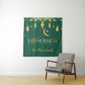 Tenture Aïd Moubarak Custom Gold Lanterns + Lune (En situation)