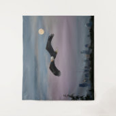 Tenture Aigle chauve devant Seattle et Lune (Devant)