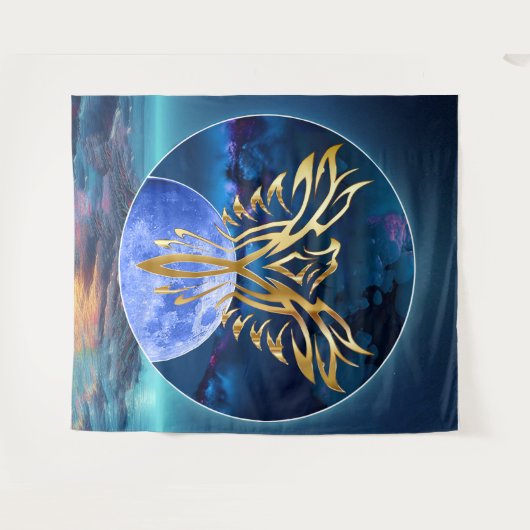 Tenture Aigle Lune (Devant (Horizontal))