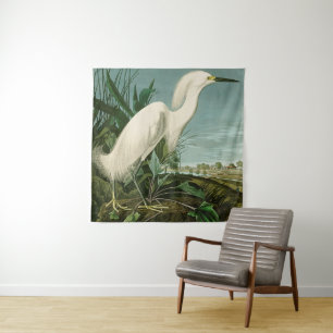 Tenture Aigrette neigeuse d'Audubon oiseau Héron blanc orn