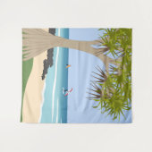 Tenture Aile surfeurs à huile Pandanus Tree à la plage (Devant (Horizontal))