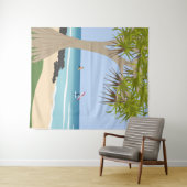 Tenture Aile surfeurs à huile Pandanus Tree à la plage (En situation (horizontale))