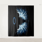Tenture Ailes d'angle brillant bleu sur arrière - plan noi (Devant)