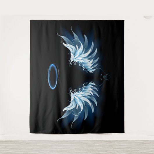 Tenture Ailes d'angle brillant bleu sur arrière - plan noi (Devant)