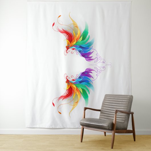 Tenture Ailes fluffy arc-en-ciel (En situation)