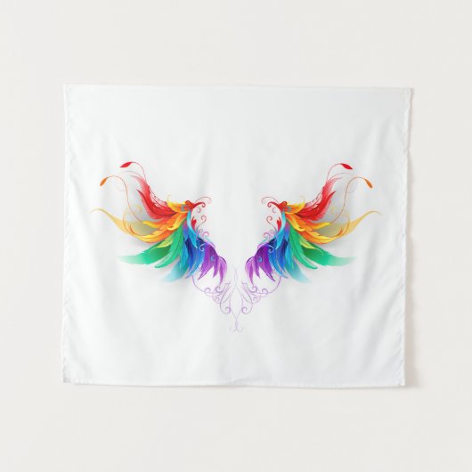 Tenture Ailes fluffy arc-en-ciel (Devant (Horizontal))