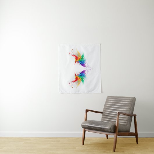 Tenture Ailes fluffy arc-en-ciel (En situation)