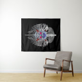 Tenture Ailes métalliques en forme de crâne argenté étourd (En situation (horizontale))