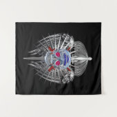 Tenture Ailes métalliques en forme de crâne argenté étourd (Devant (Horizontal))