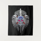 Tenture Ailes métalliques en forme de crâne argenté étourd (Devant)