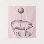 Tenture Aim High Cute Pig and Balloon Inspirational (Devant)