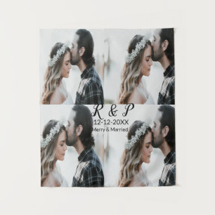 Tenture Ajouter couple photo merisier marié ajouter date a