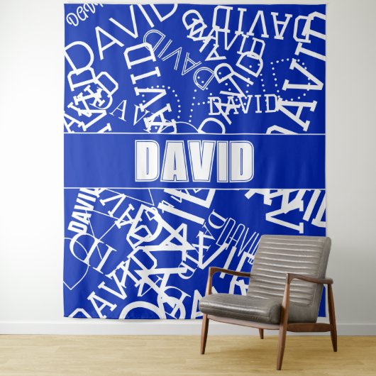 Tenture Ajouter n'importe quel nom, nom collage En bleu &  (En situation)