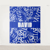 Tenture Ajouter n'importe quel nom, nom collage En bleu &  (Devant)