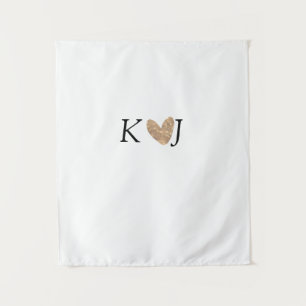 Tenture Ajouter nom couple lettre mariage or coeur paillet