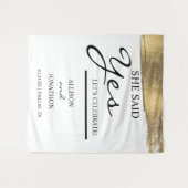 Tenture Ajouter Nom Elle A Dit Oui Paillettes Dorées Engag (Devant (Horizontal))