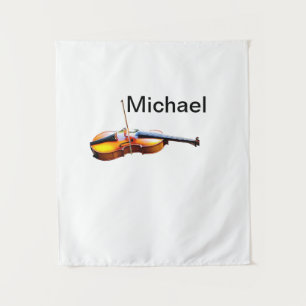 Tenture Ajouter votre nom texte brun violon musique amoure