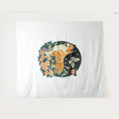 Tenture Akita Chien avec Fleur et T-shirt Papillon (Devant (Horizontal))