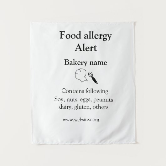 Tenture Alerte d'allergie alimentaire ajouter le nom texte (Devant)