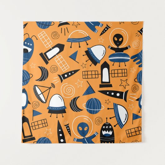 Tenture Alien OVNI, vaisseaux spatiaux, motif pour enfants (Devant)