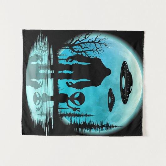 Tenture Alien UFO Bigfoot (Devant (Horizontal))