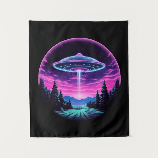 Tenture Alien vaisseau spatial rétro futuriste (Devant)
