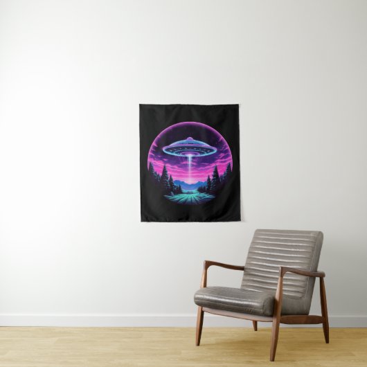 Tenture Alien vaisseau spatial rétro futuriste (En situation)