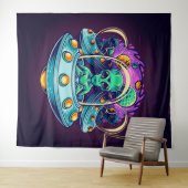 Tenture Aliens dans l'espace (En situation (horizontale))