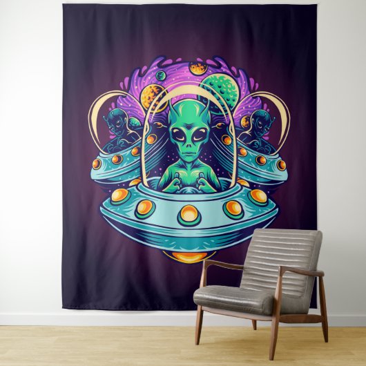 Tenture Aliens dans l'espace (En situation)