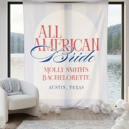 Tenture All American Blue Stripe Bachelorette Banner