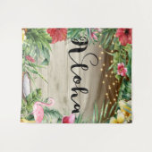 Tenture Aloha Fleurs de bois tropical et feuilles avec lam (Devant (Horizontal))