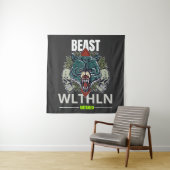 Tenture Alpha Beast _ Untamed Wolf Streetwear Fearless (En situation)