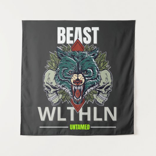 Tenture Alpha Beast _ Untamed Wolf Streetwear Fearless (Devant)