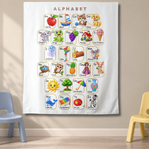 Tenture Alphabet A à Z Animaux et Objets pour Enfants